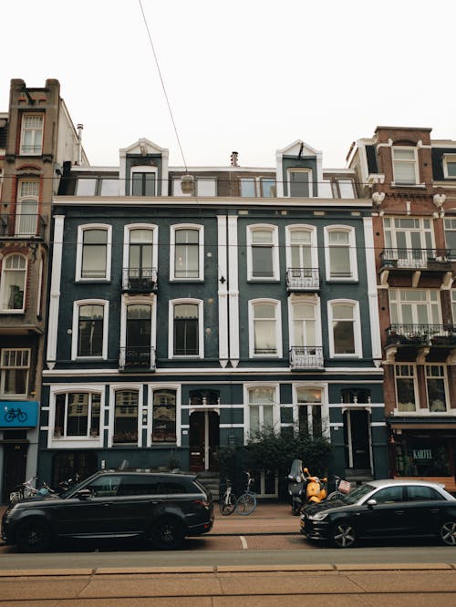 Traditional Tenement by the Street in Amsterdam 