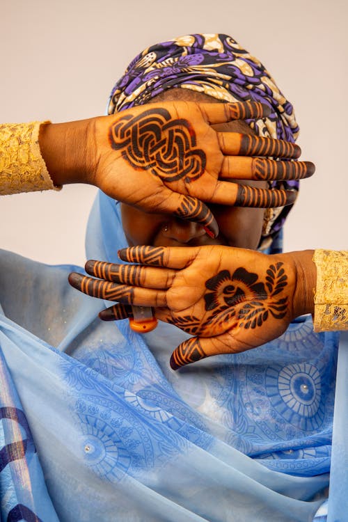 Portrait of Woman with Henna on Hands 