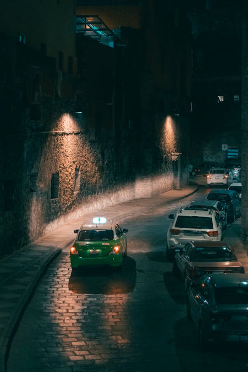 คลังภาพถ่ายฟรี ของ กลางคืน, การขับขี่, ถนนหิน