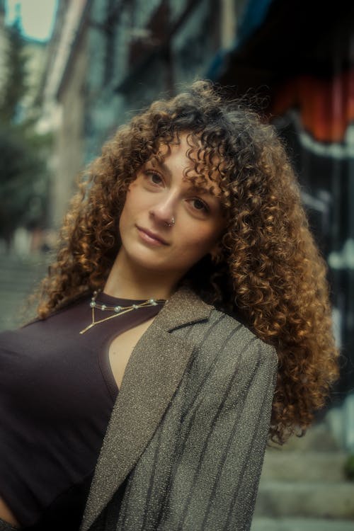 Portrait of a Woman with Curly Hair