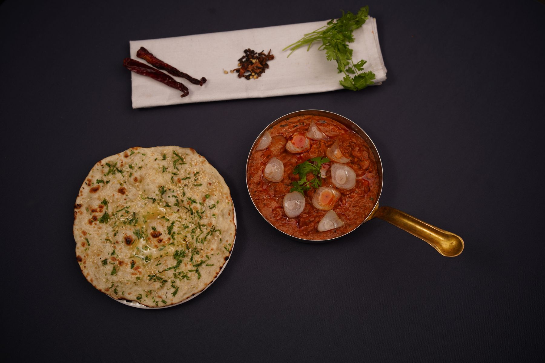 Indian curry with naan bread