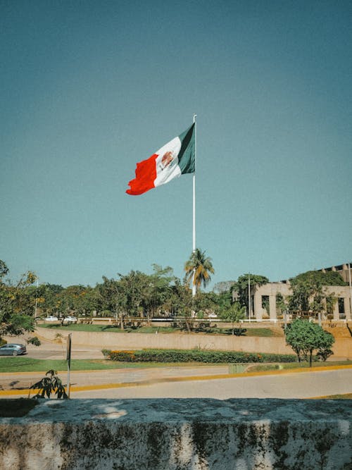 Mexican Flag on Pole