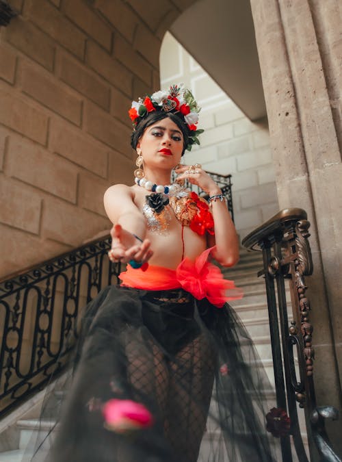 Portrait of Woman Standing in Traditional Clothing