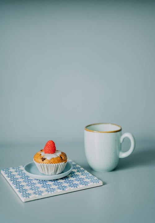 Free Cup of Coffee and Piece of Cake  Stock Photo