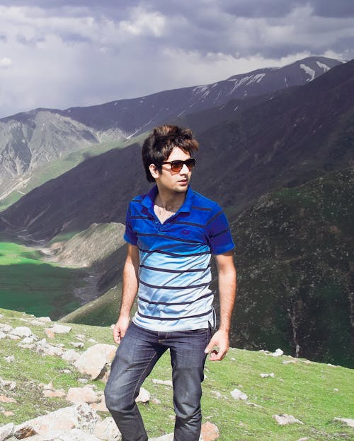 Man in Sunglasses in Mountains