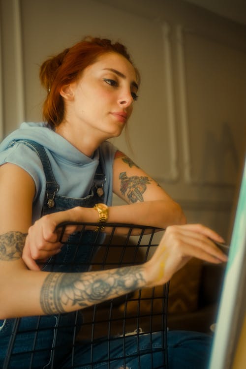 Redhead Woman with Tattoos Painting