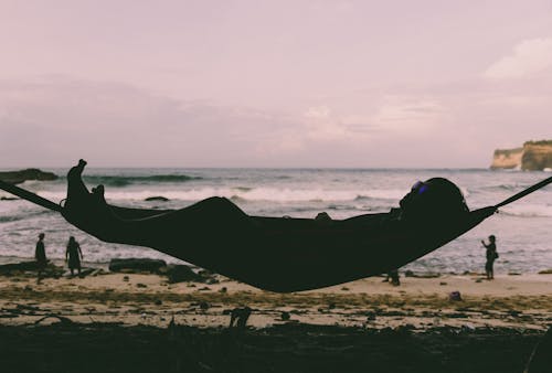 Free stock photo of beach, hammock, man