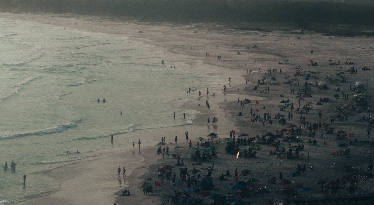 A beach with people on it