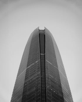 A towering skyscraper captured in Santiago, Chile, showcasing modern architecture.