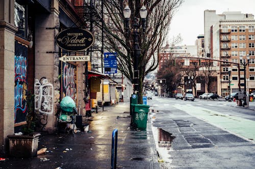 A street with a lot of graffiti on it