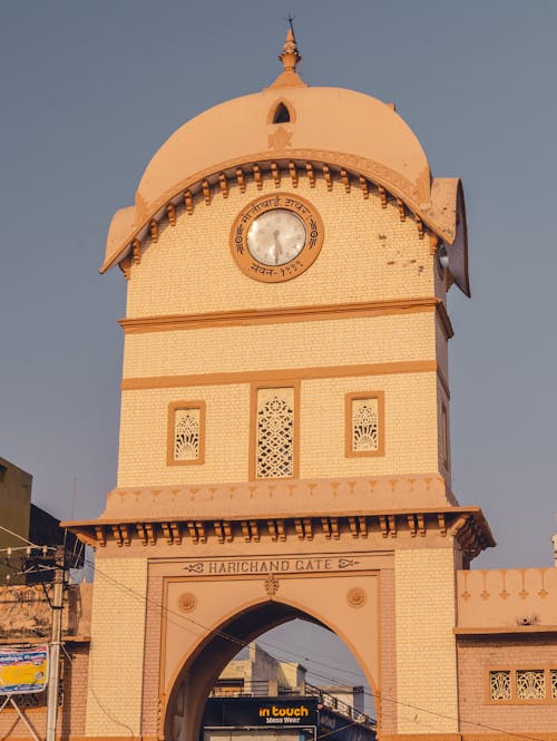 A large clock tower with a clock on it