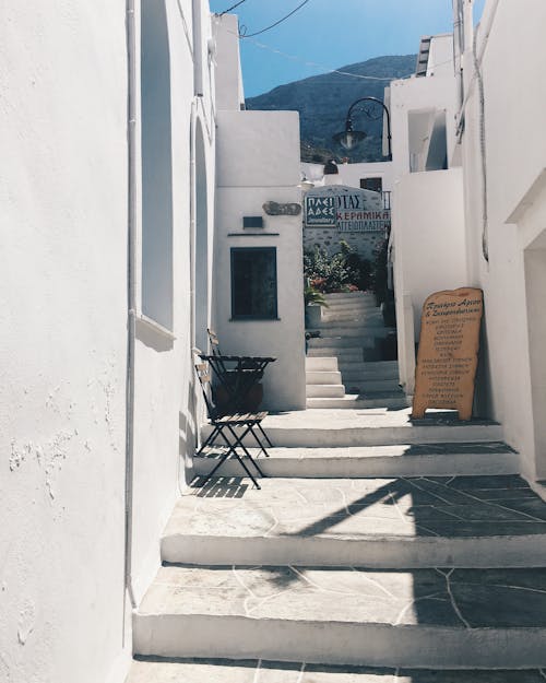 white steps in Greek village
