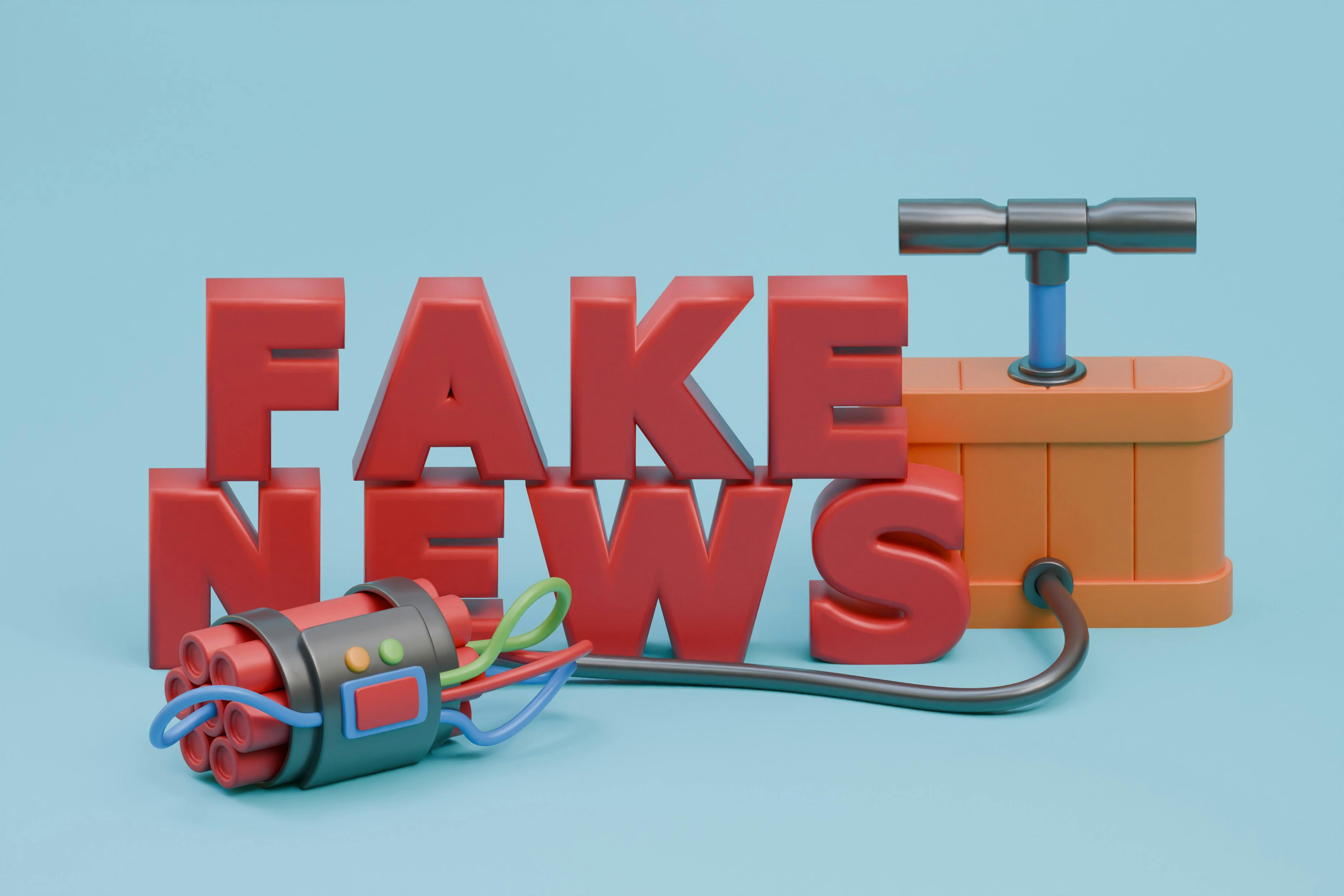 Fake News Explosion. 3D Render.