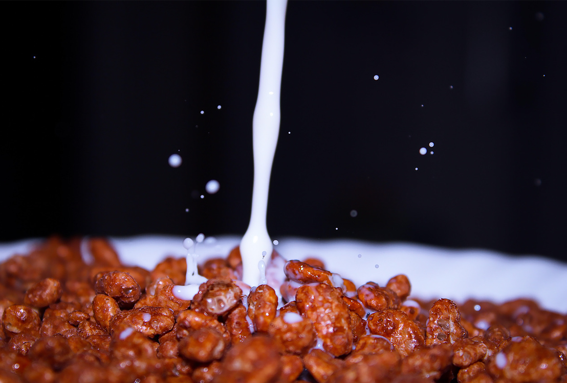 Chocolate Cereals Filled With Milk