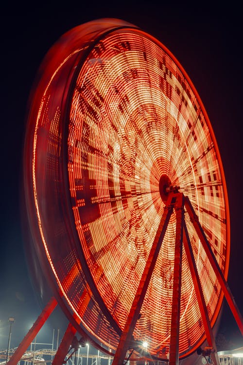 Big Ferris Wheel with Neon Red Lights