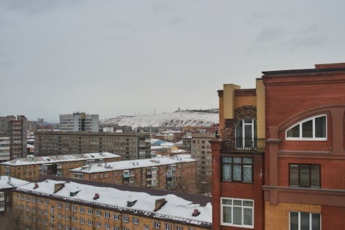 Cityscape Full of Apartment Buildings in Winter
