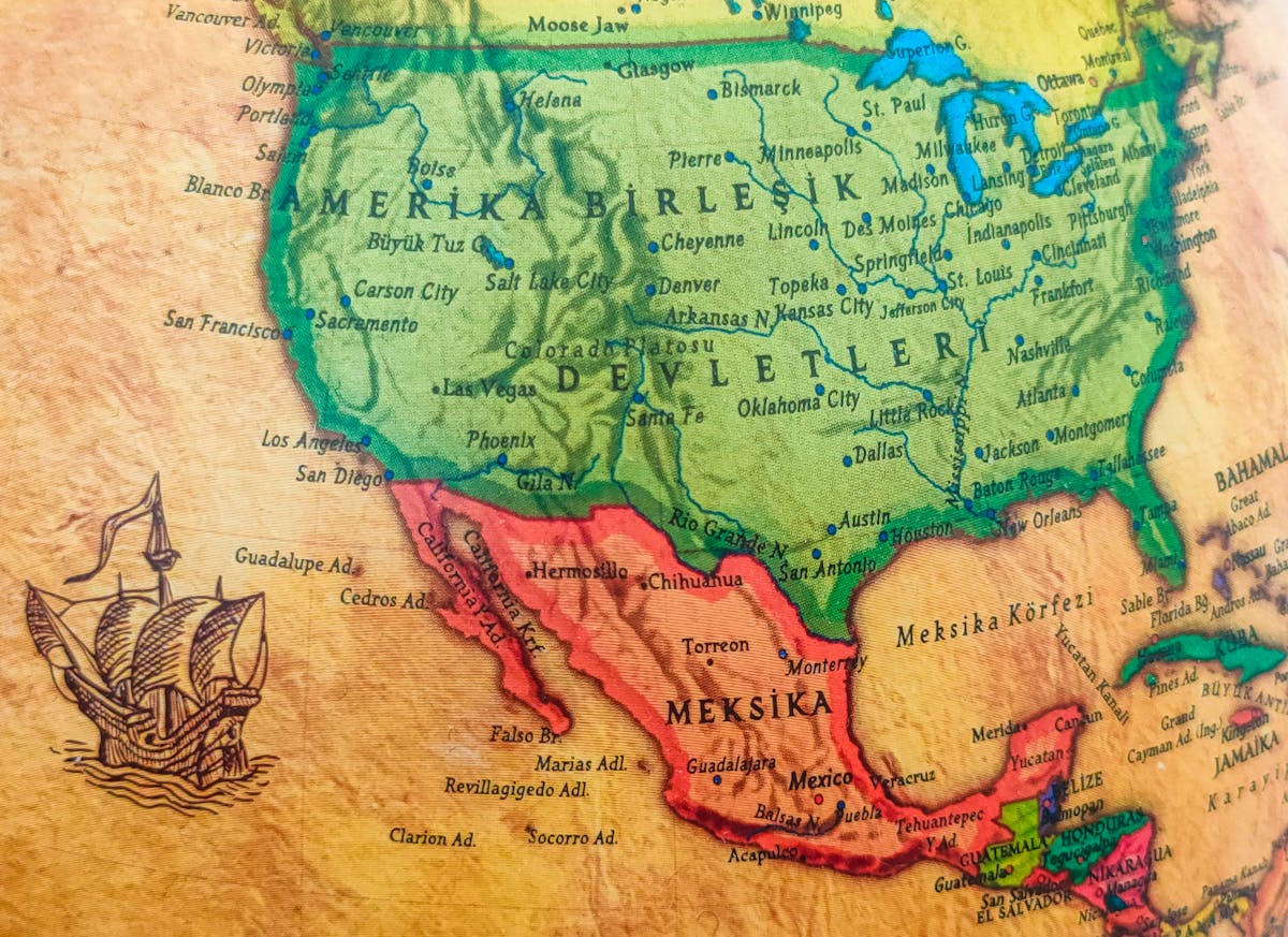 Vintage map of North America