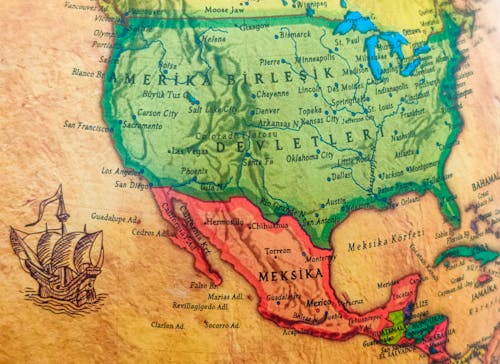 Free Colorful Vintage Map of North America Stock Photo