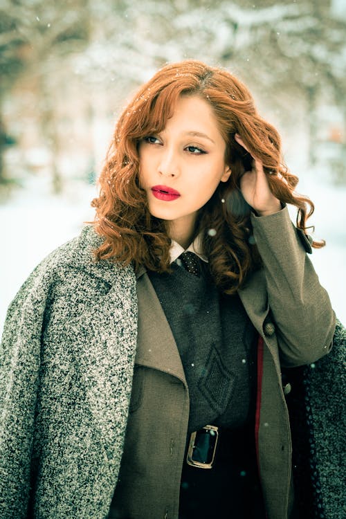 겨울, 립스틱, 모델의 무료 스톡 사진
