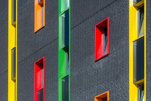 A building with many different colored windows