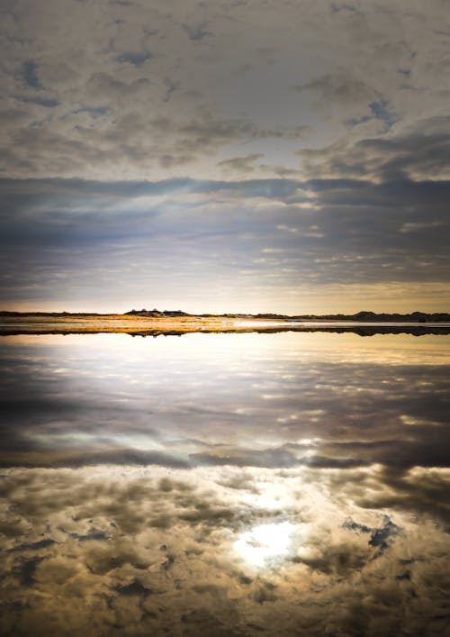 눈 부신 태양, 물 거울, 북해의 무료 스톡 사진