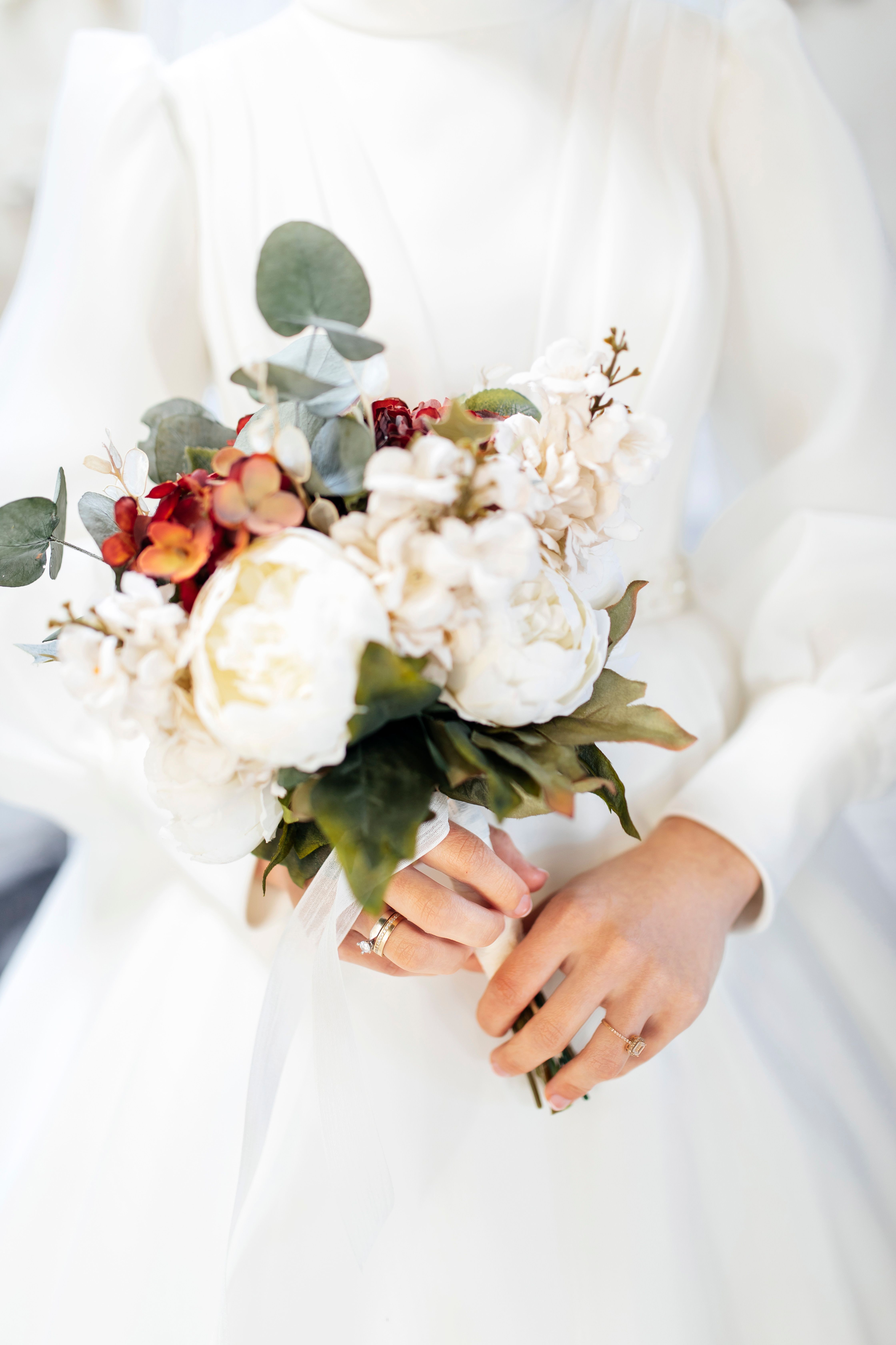 Woman Holding White and Pink Roses Bouquet · Free Stock Photo