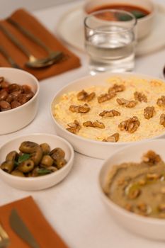 A vibrant Mediterranean feast with mixed dishes, perfect for dining or celebrations.