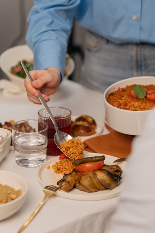 Man Eating During Dinner 