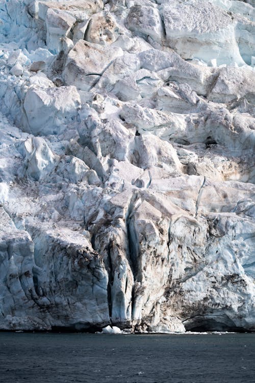 A large glacier is covered in ice