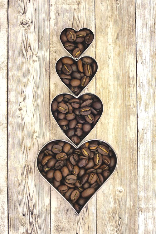 Coffee Beans Inside of Hearts