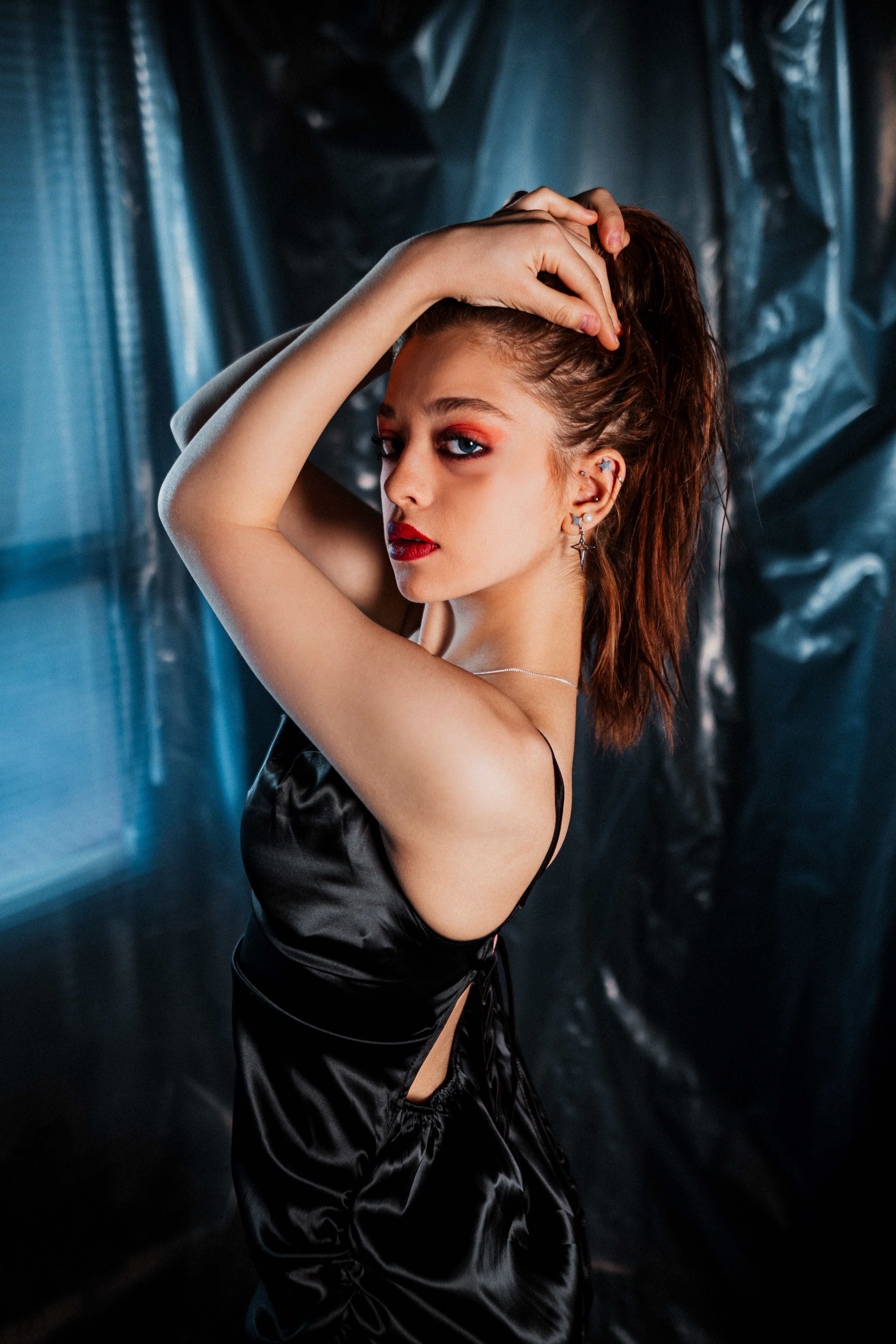 Black Satin Slip Dress