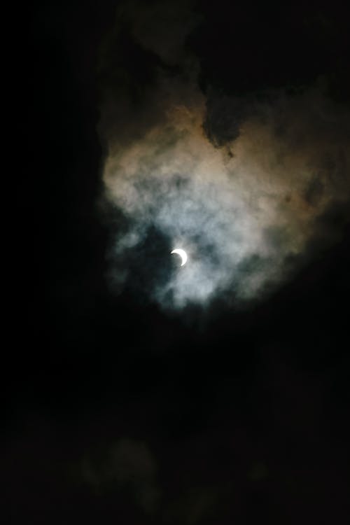 A partial eclipse of the sun seen through a cloud