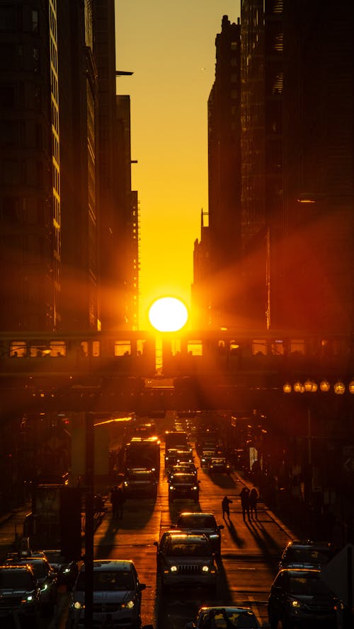 Ilmainen kuvapankkikuva tunnisteilla auringonlasku, chicago, chicagohenge