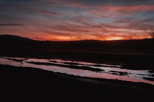 反映する, 美しい夕日の無料の写真素材
