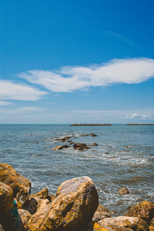 Foto d'estoc gratuïta de cel blau, Costa, horitzó