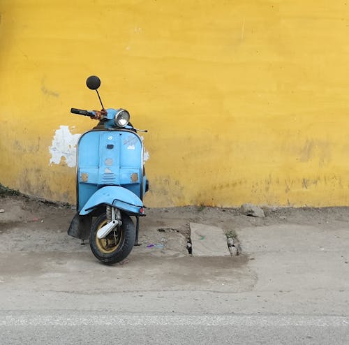 Vintage scooter on an old street