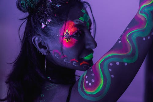 Woman with Neon Tattoos 