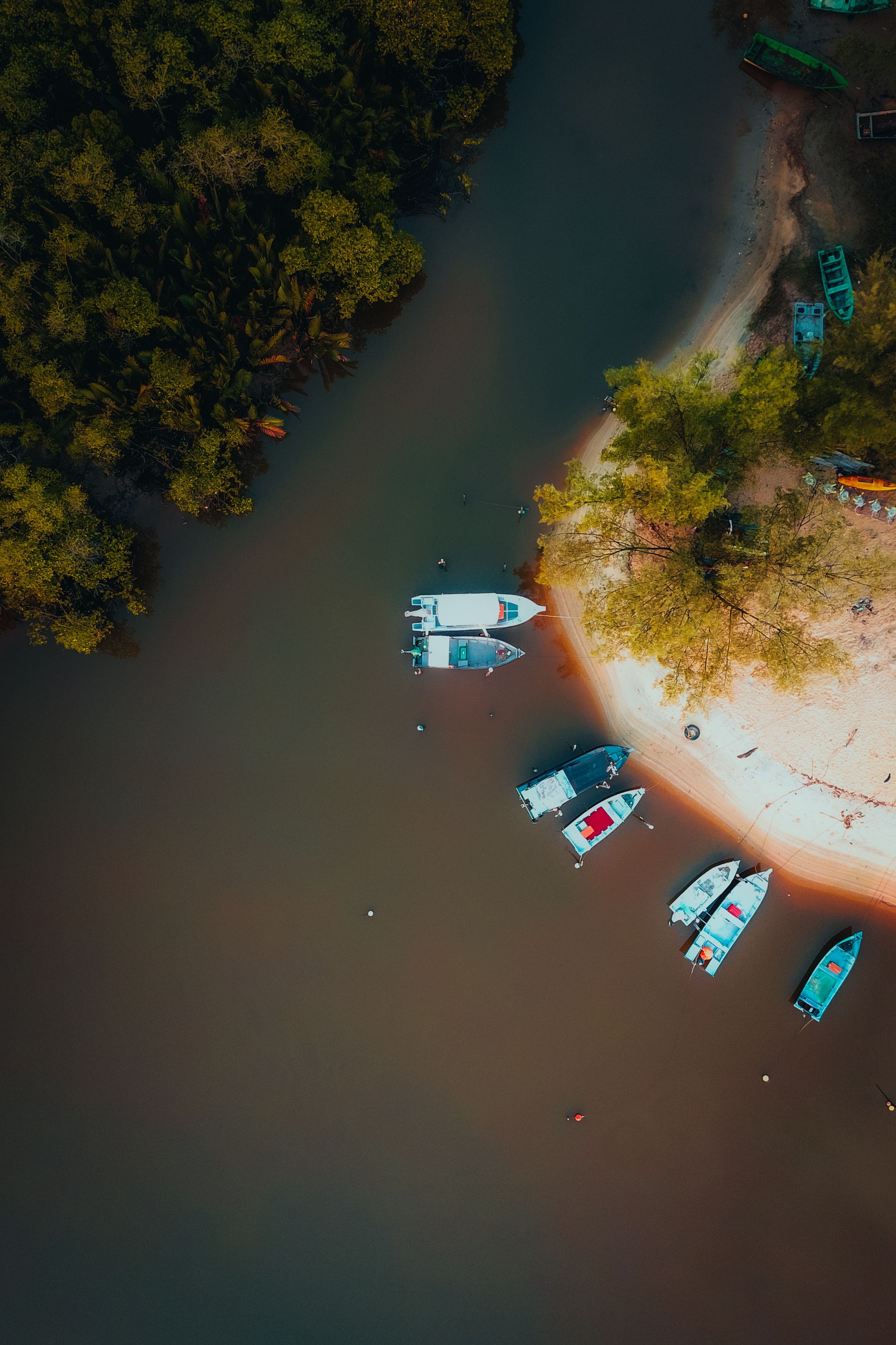 Birds Eye View of Boats Moored on the Beach · Free Stock Photo