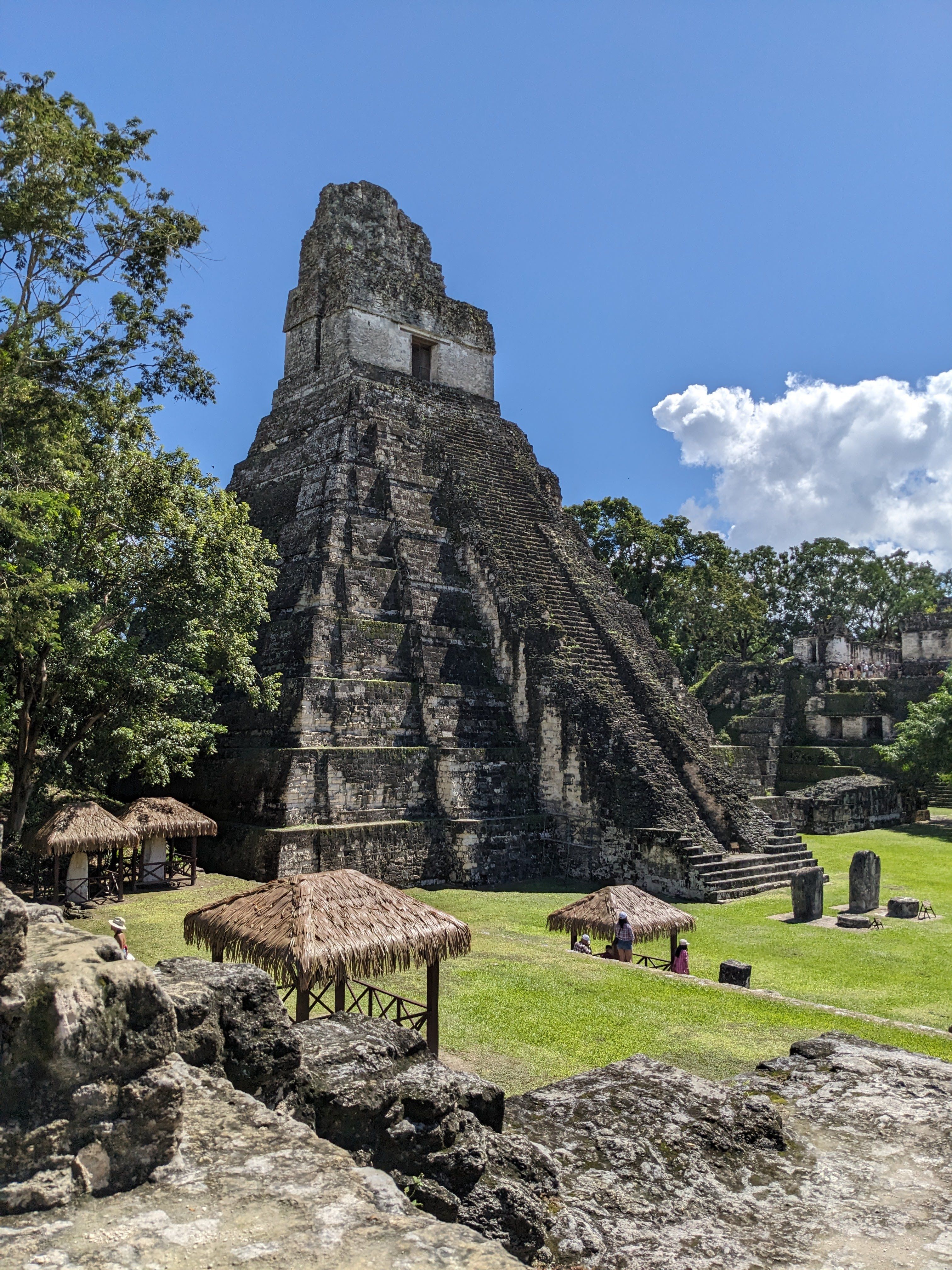 Mayan ruins of Tikal rising above the jungle canopy