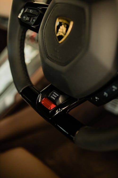 Steering Wheel of Lamborghini Huracan Car 