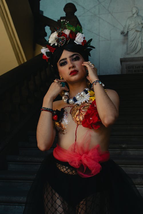 Brunette Woman as Frida Kahlo