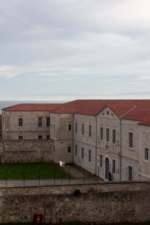Drone Shot of the Sinop Fortress Prison in Sinop, Turkey 