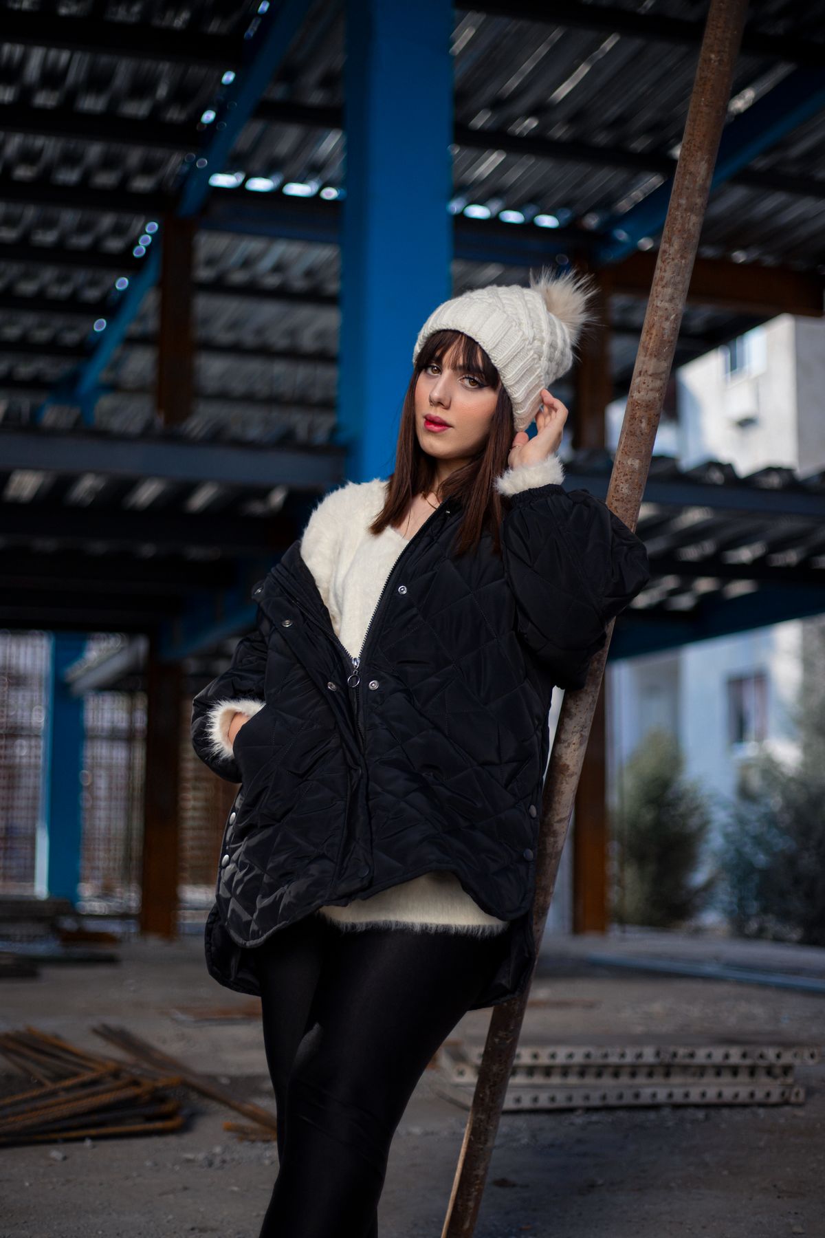 Puffer Jacket and Sweater Dress