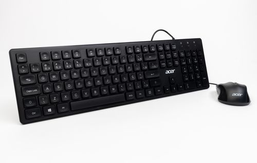 Free Black keyboard and mouse set placed on a white background, perfect for office and tech-related uses. Stock Photo