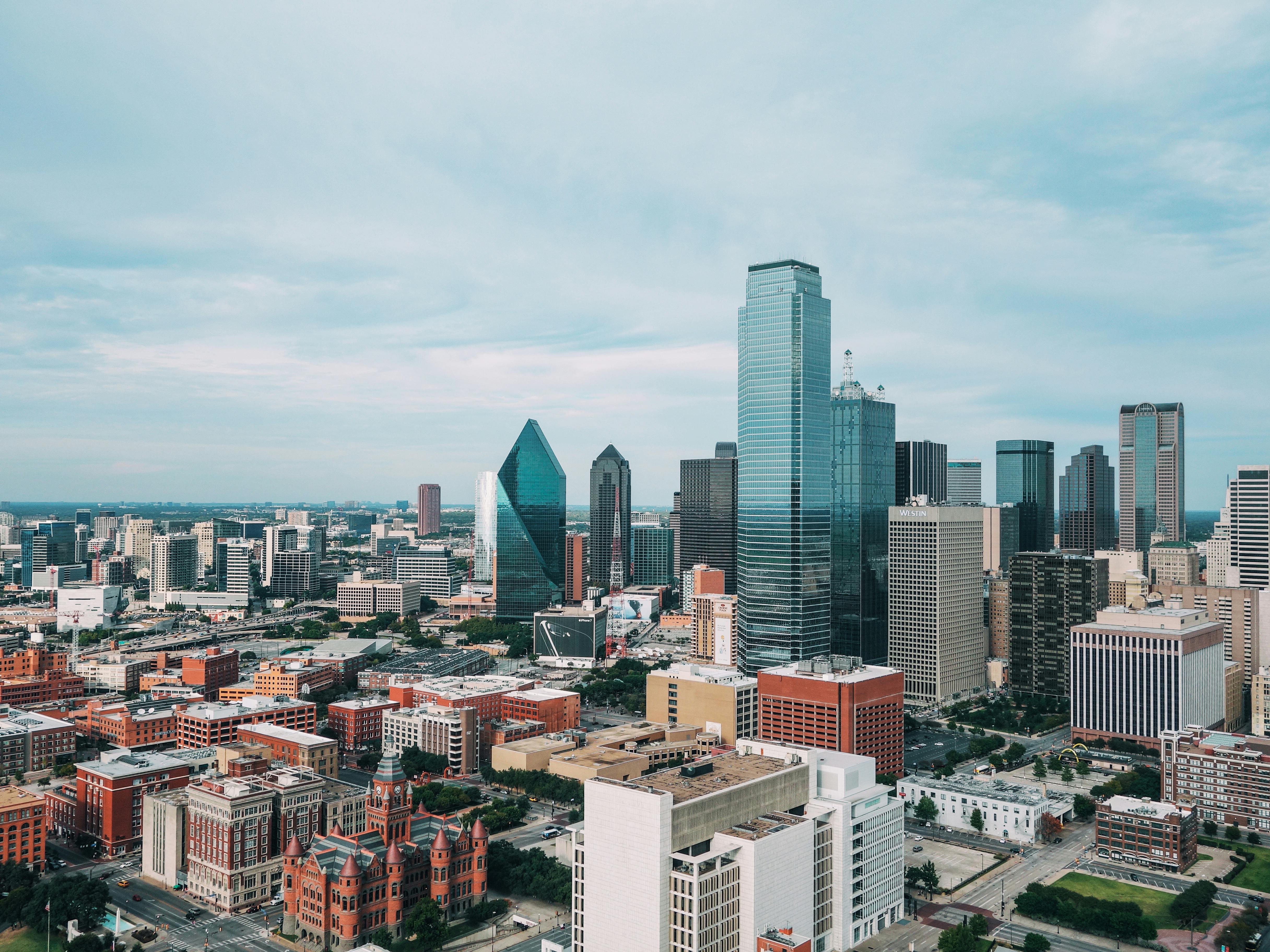 aerial photo of city buildings