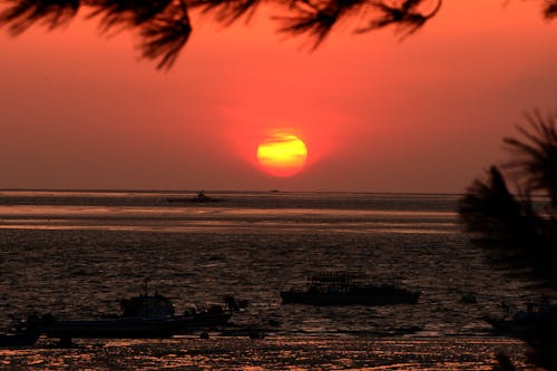 傍晚的太陽, 夕陽, 海 的 免費圖庫相片