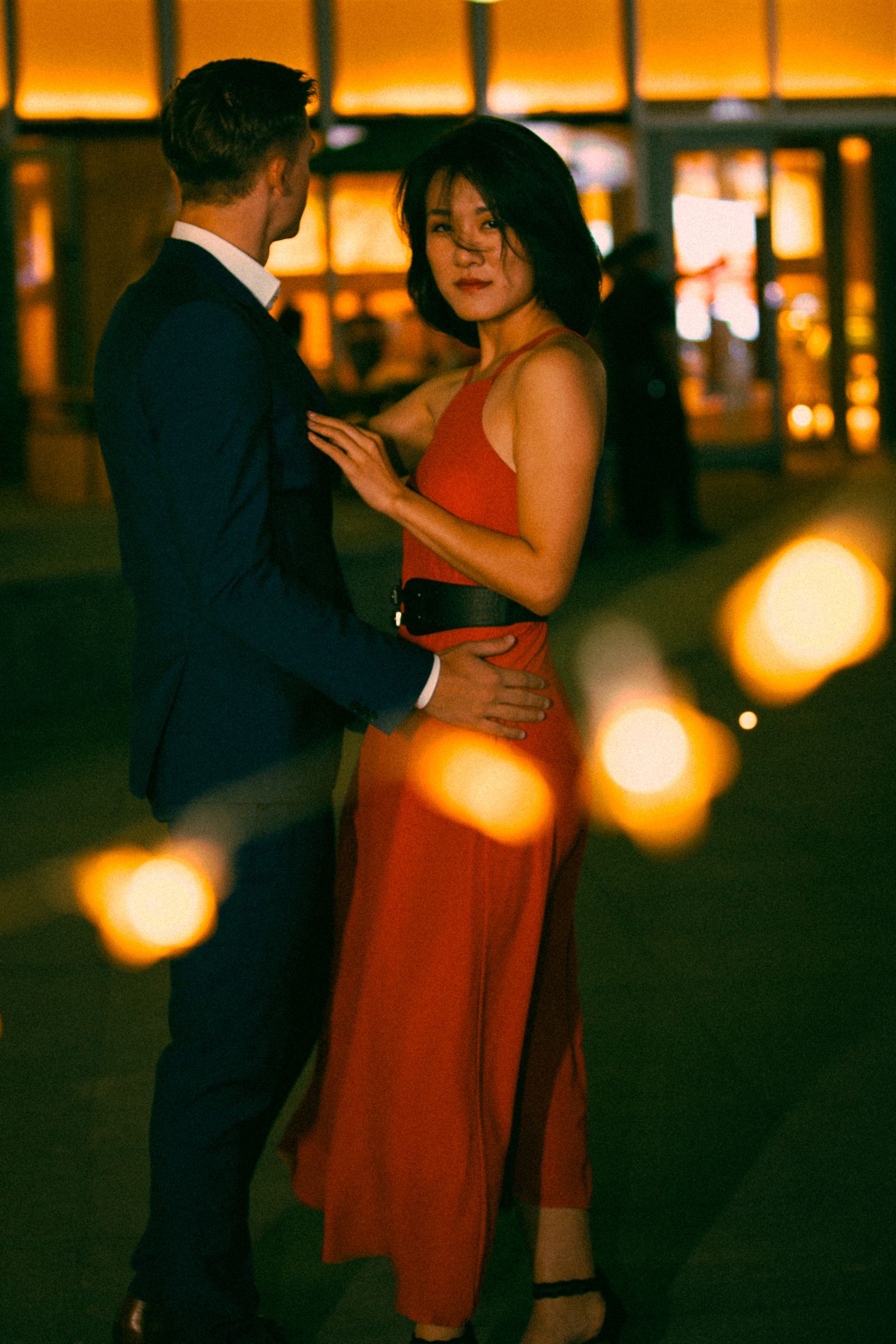 A couple sharing an intimate evening
