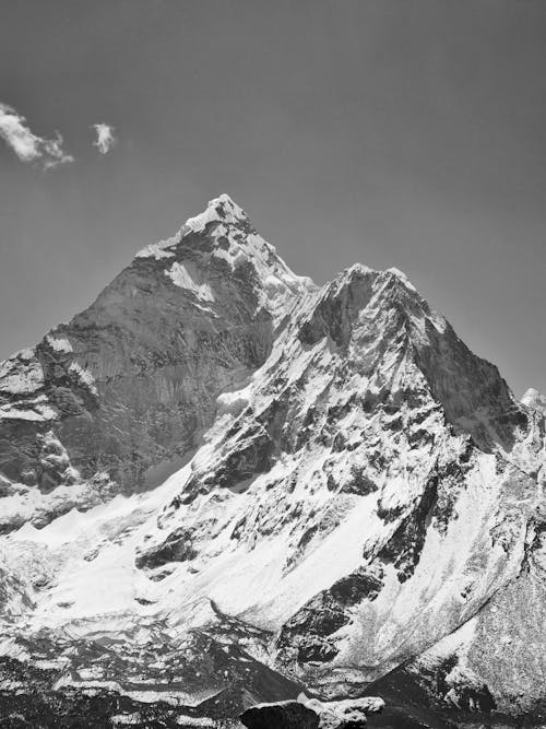 Foto stok gratis Es, gunung everest, hitam & putih