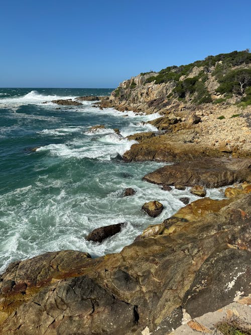 Foto profissional grátis de beira-mar, céu limpo, espuma