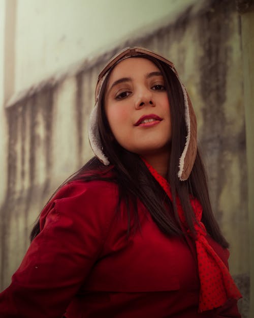 Brunette in Red Blouse